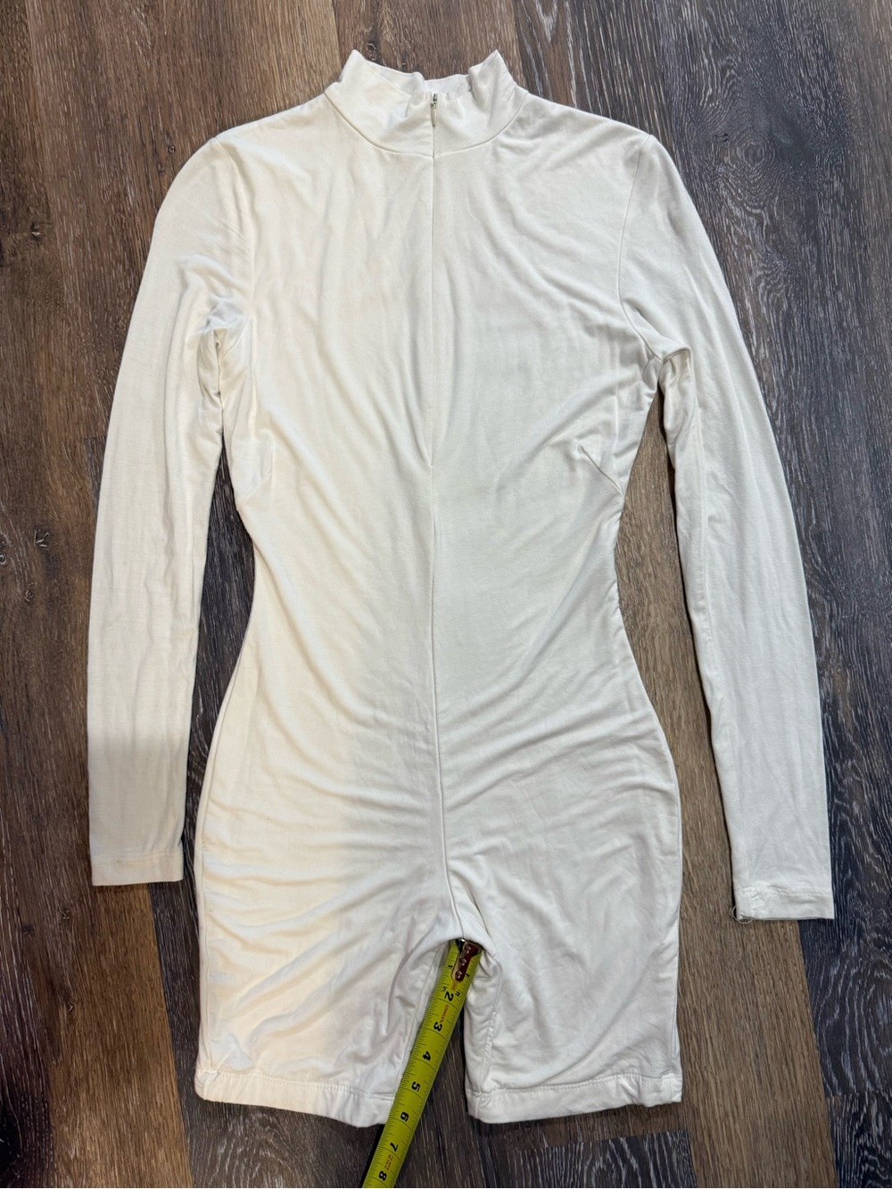 JLUXLABEL Cream Long Sleeve Mock Neck Romper